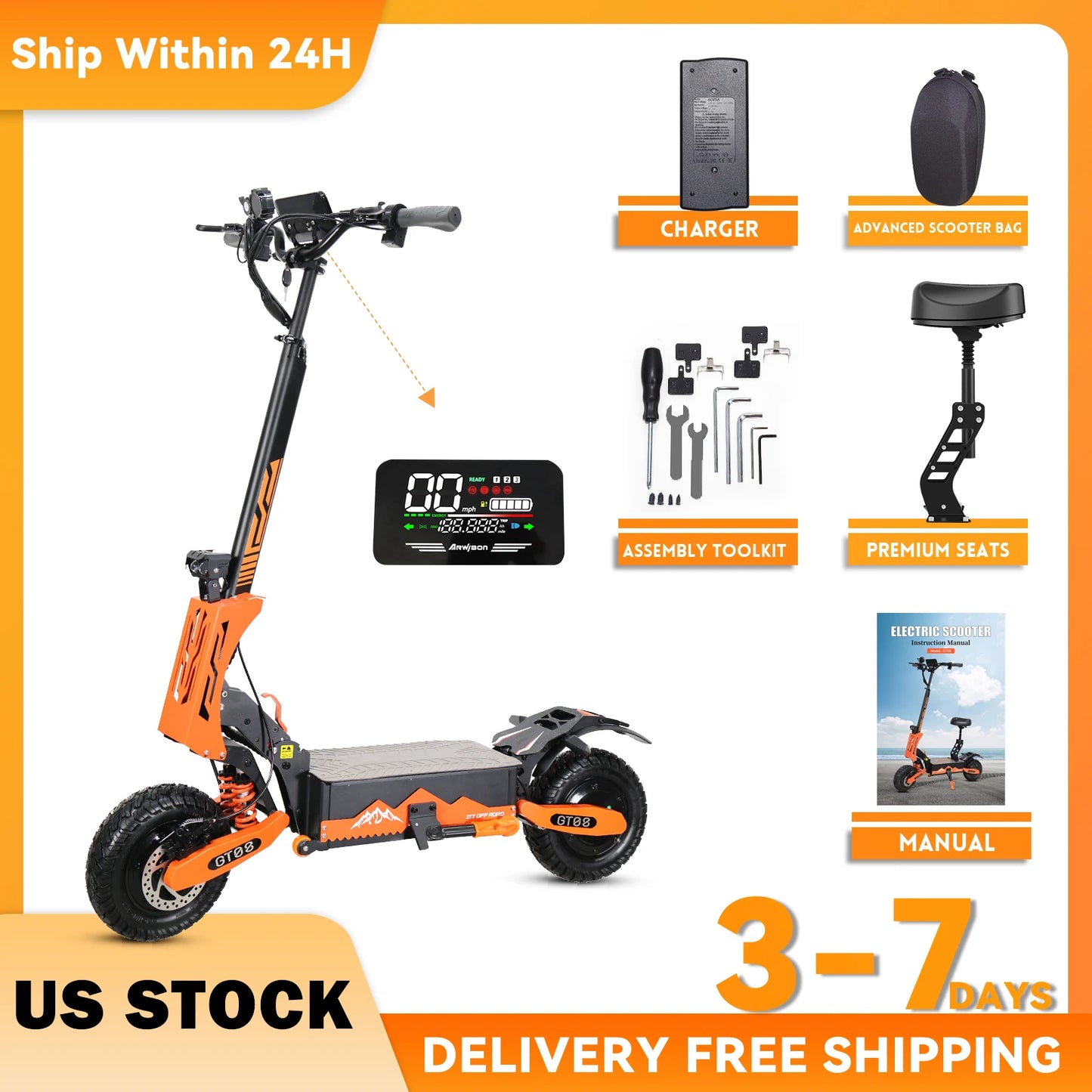 Arwibon 5600W Dual Motor Electric Scooter With Seat