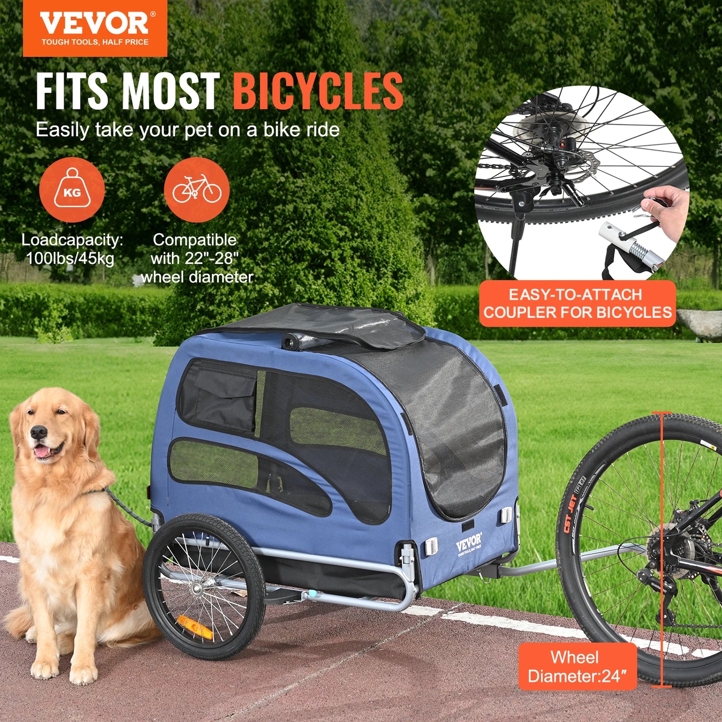 SucceBuy HighPerformance AllTerrain Foldable Pet Bike Trailer Carrier For DogOwners