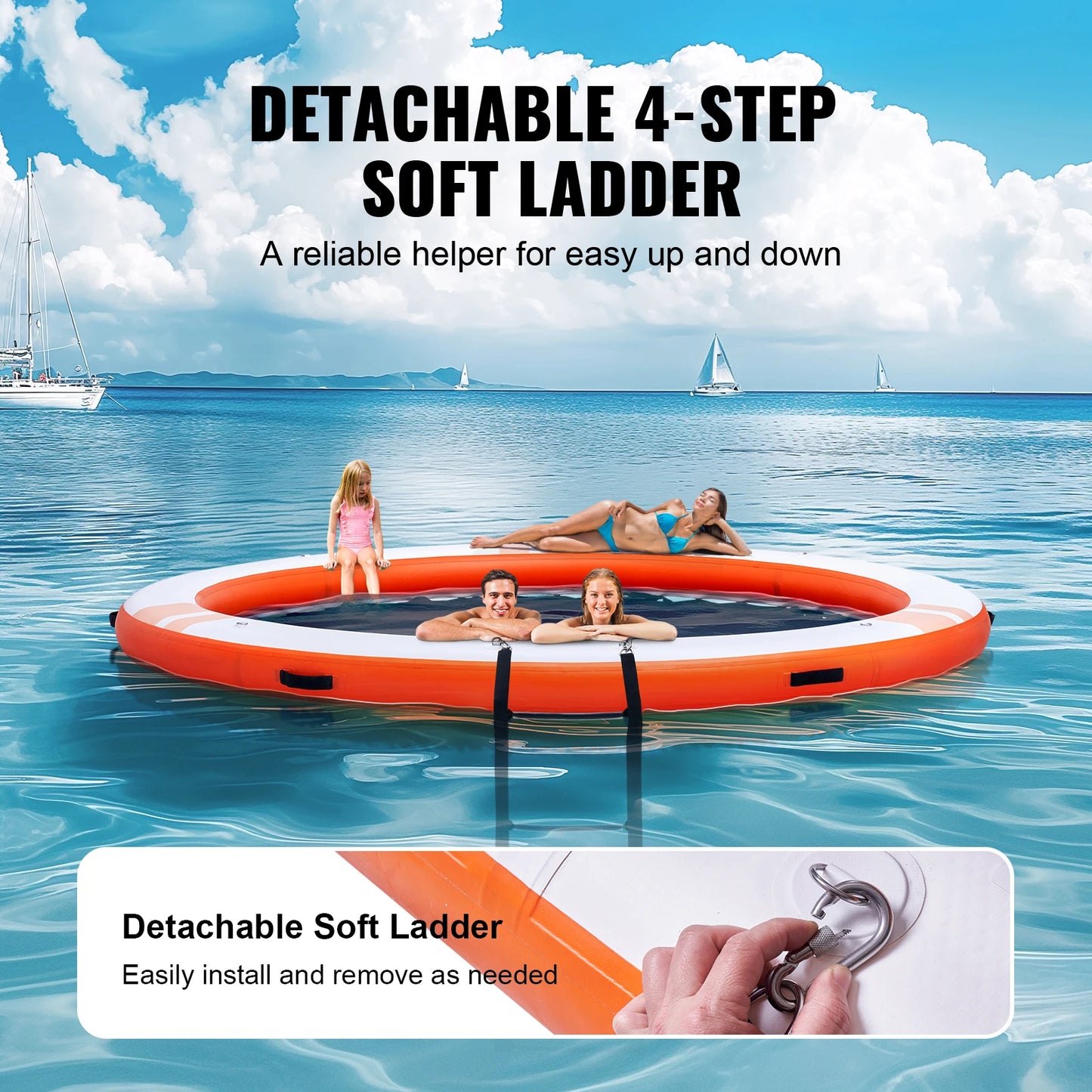 SucceBuy Inflatable Floating Dock Platform Non Slip Detachable Ladder