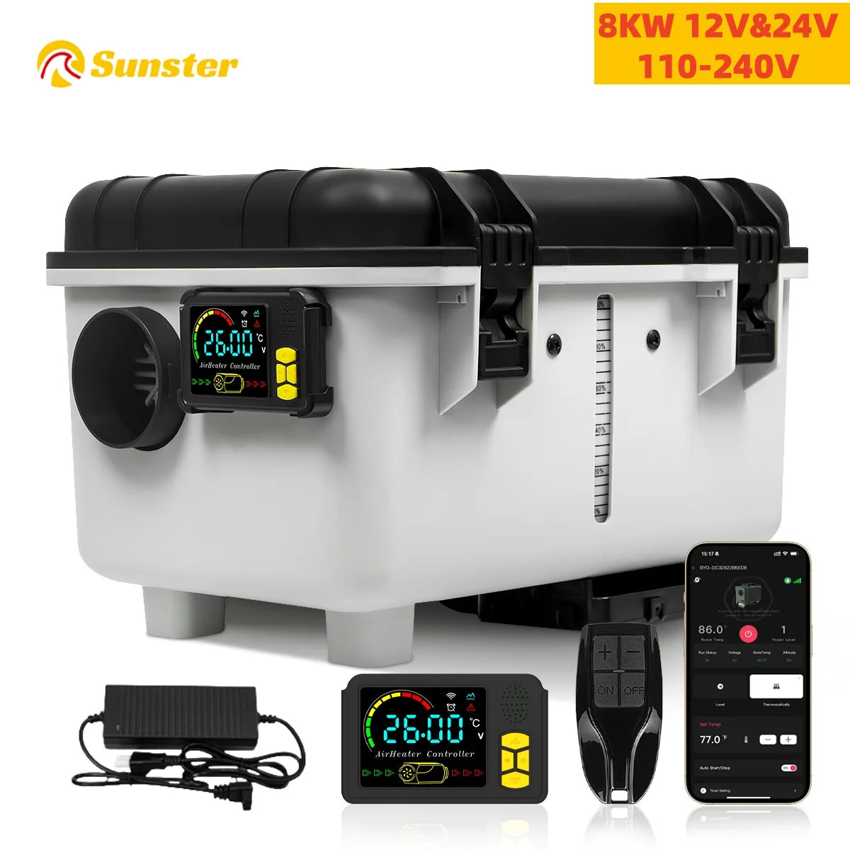 Sunster 8KW Diesel Air Heater LCD App Bluetooth