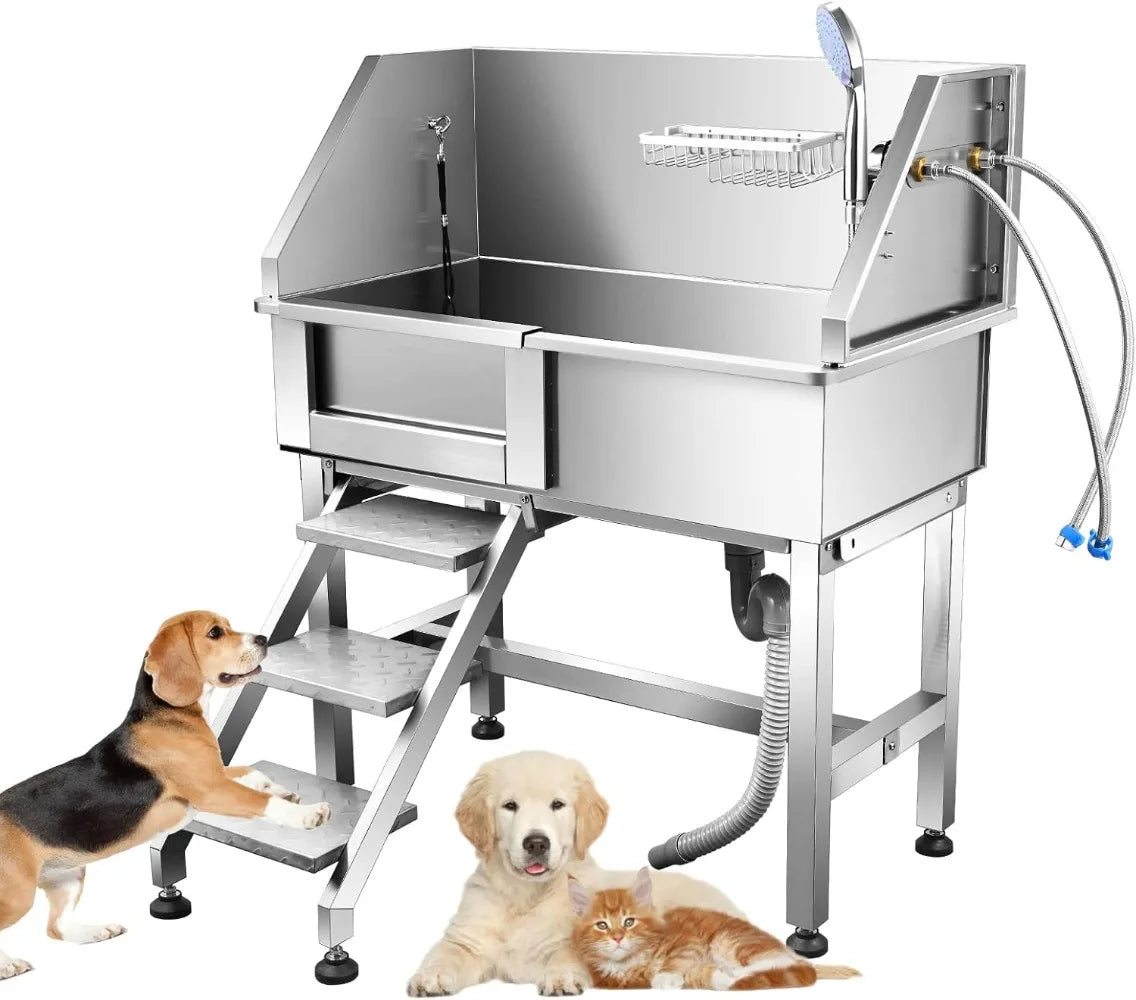 Dog Bathtub For Small Dogs With Sliding Door And Professional Grooming Station For Home Use