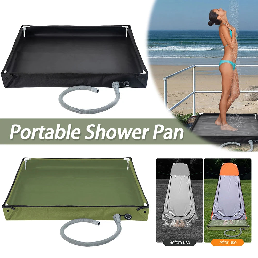 Shunmaii Portable Shower Pan with Drain Hose for Outdoor Camping