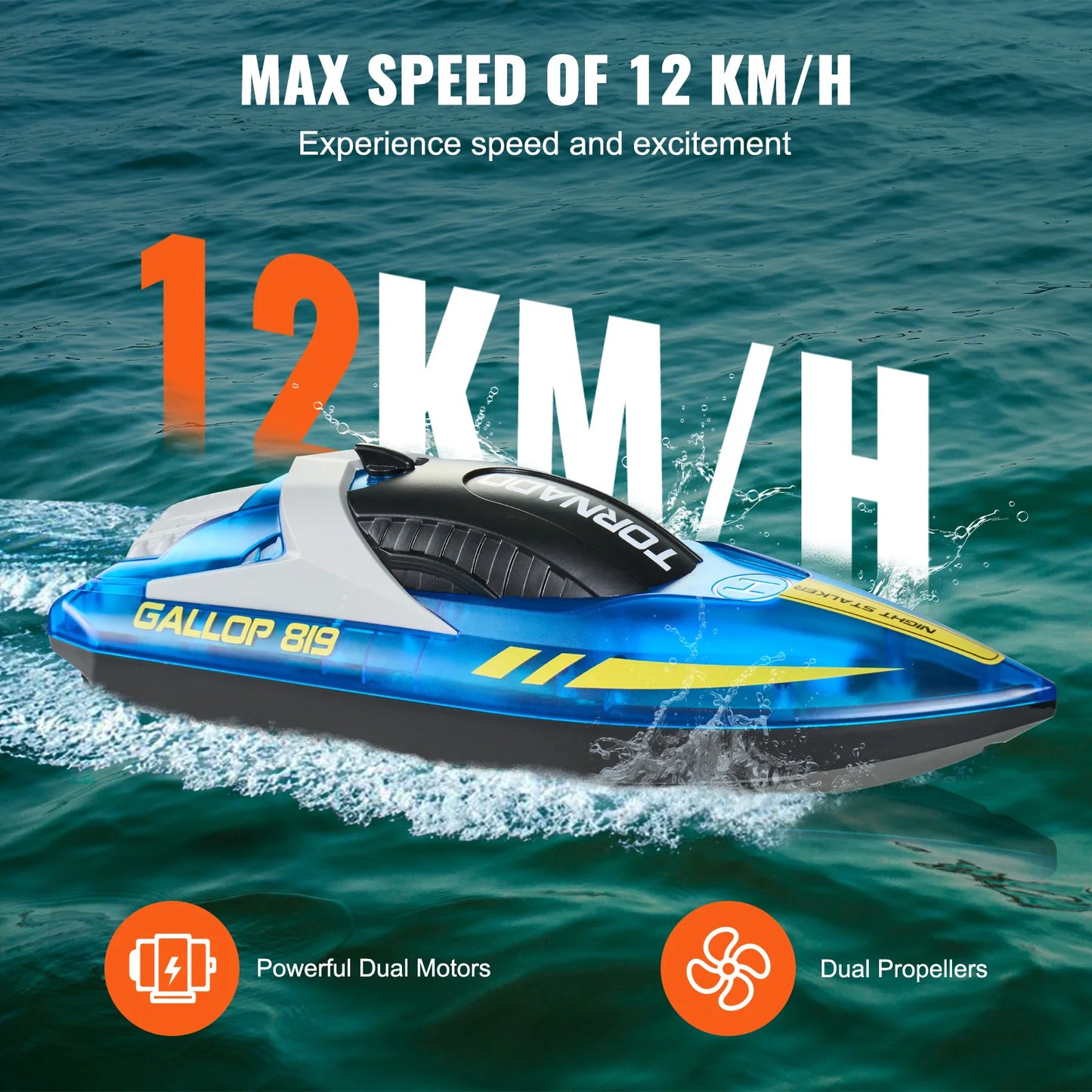 SucceBuy HJ819 RC Boat 2.4GHz Remote Control Speedboat