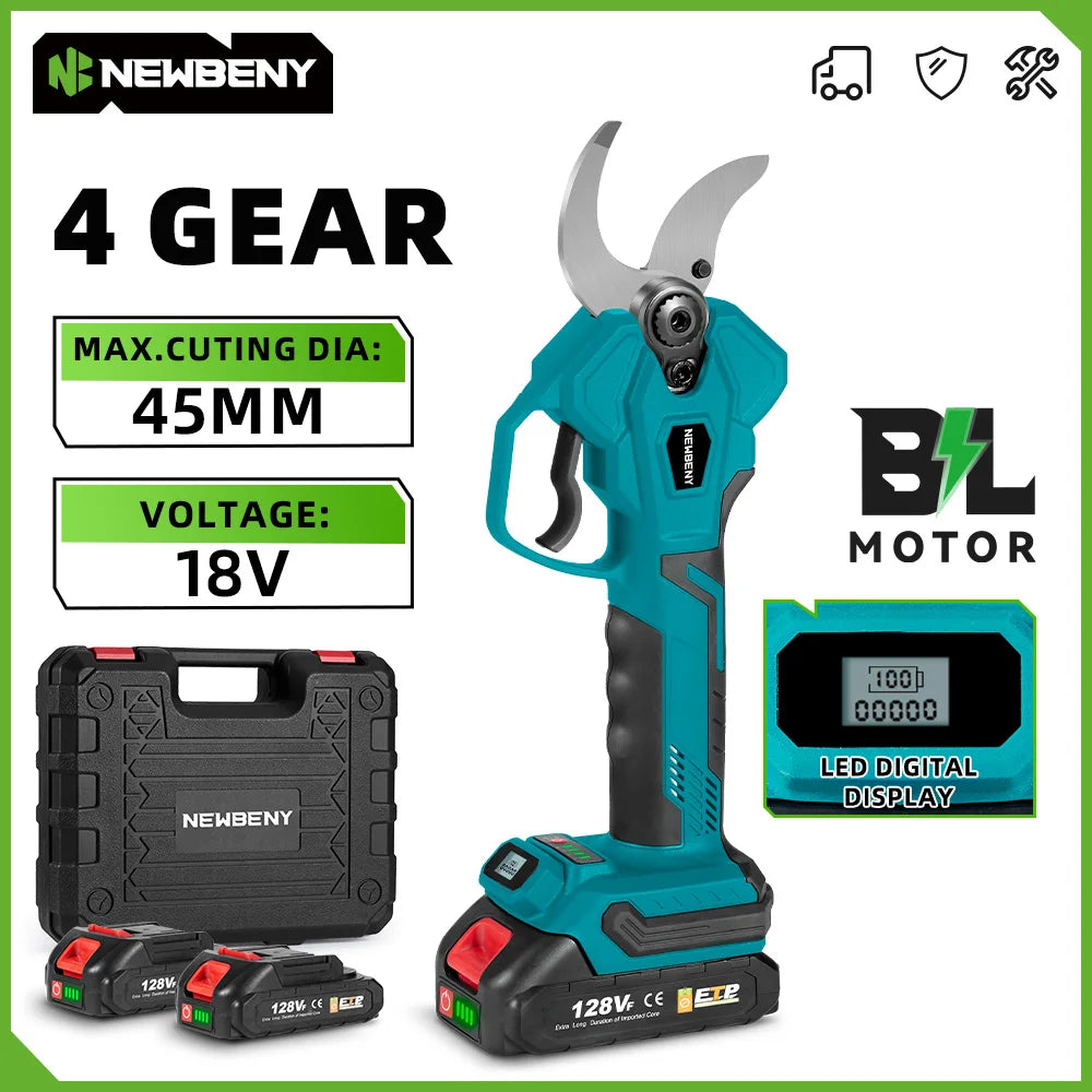 NewBeny Brushless Electric Pruning Shears 21V Battery Pruner Tool