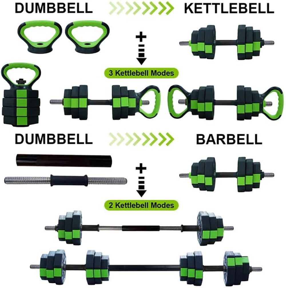 HiMISS 4 In 1 Adjustable Dumbbell Set Kettlebell Barbell
