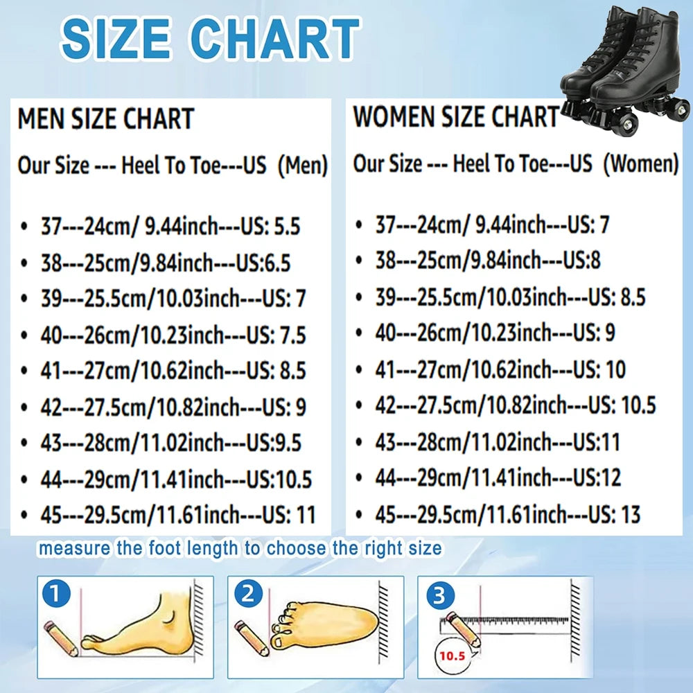 YYW Outdoor PU Leather Roller Skates Quad Shoes For Adults