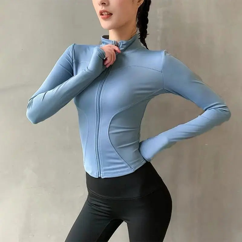 VEKYCN Breathable Fitness Jacket Women Zipper Long Sleeve