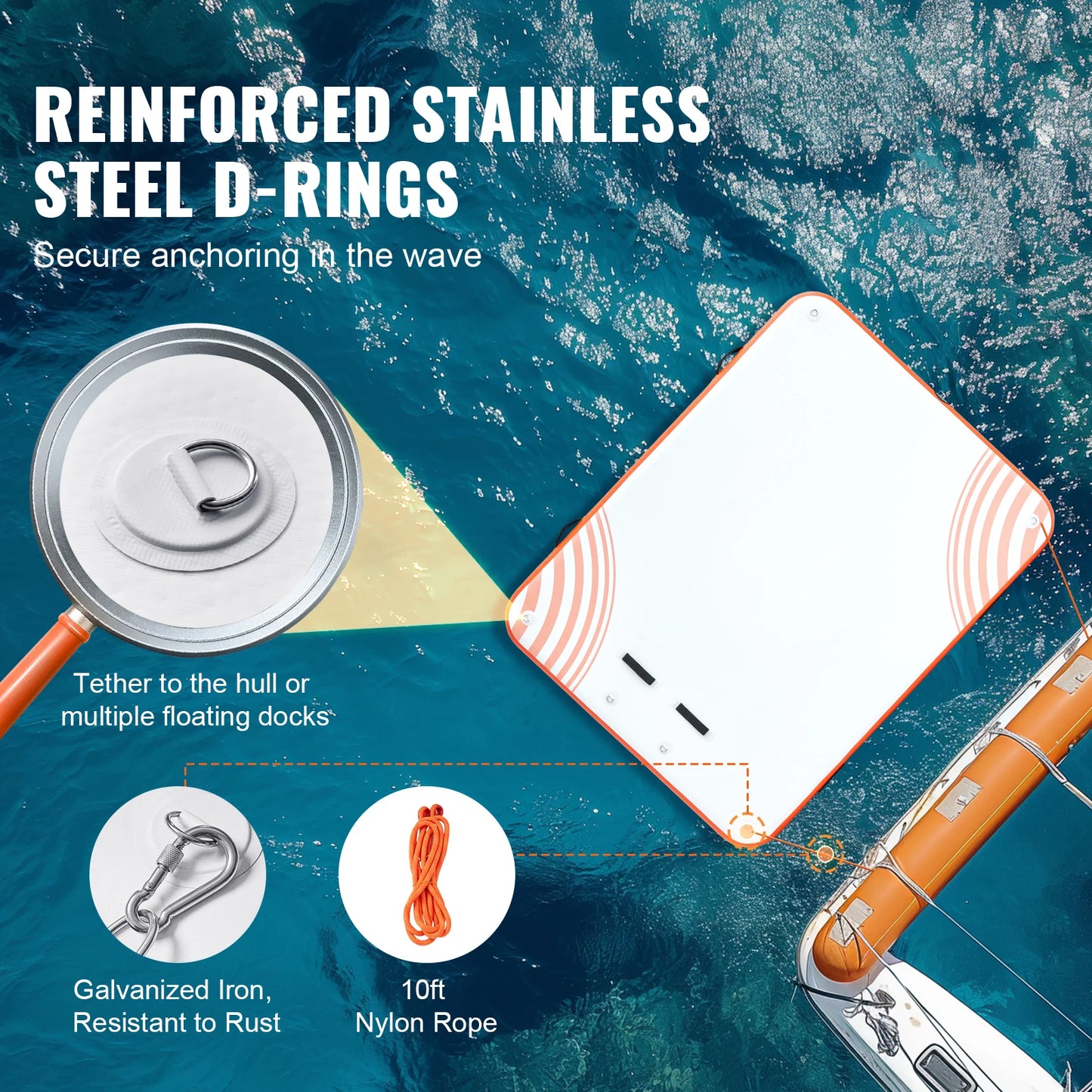 VEVOR Inflatable Floating Dock with Detachable Ladder for Pool