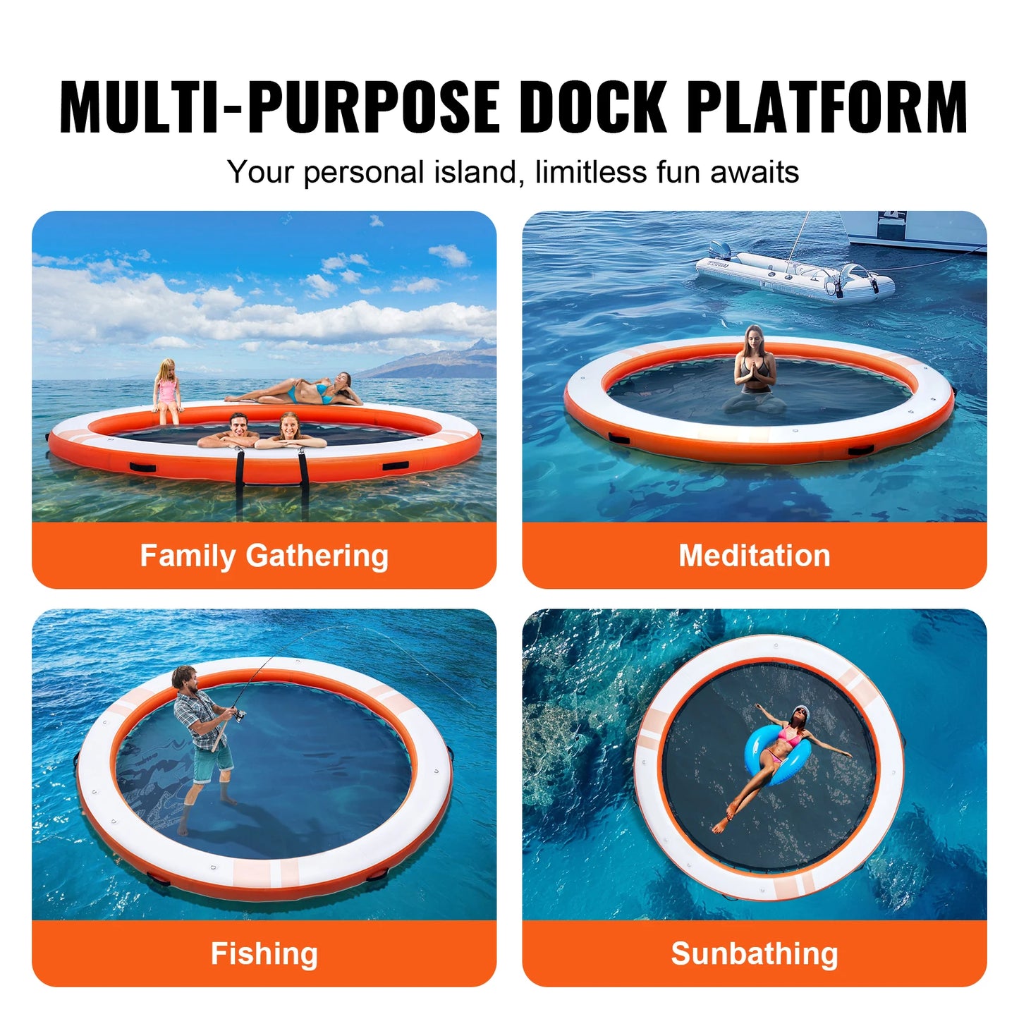 SucceBuy Inflatable Floating Dock Platform Non Slip Detachable Ladder