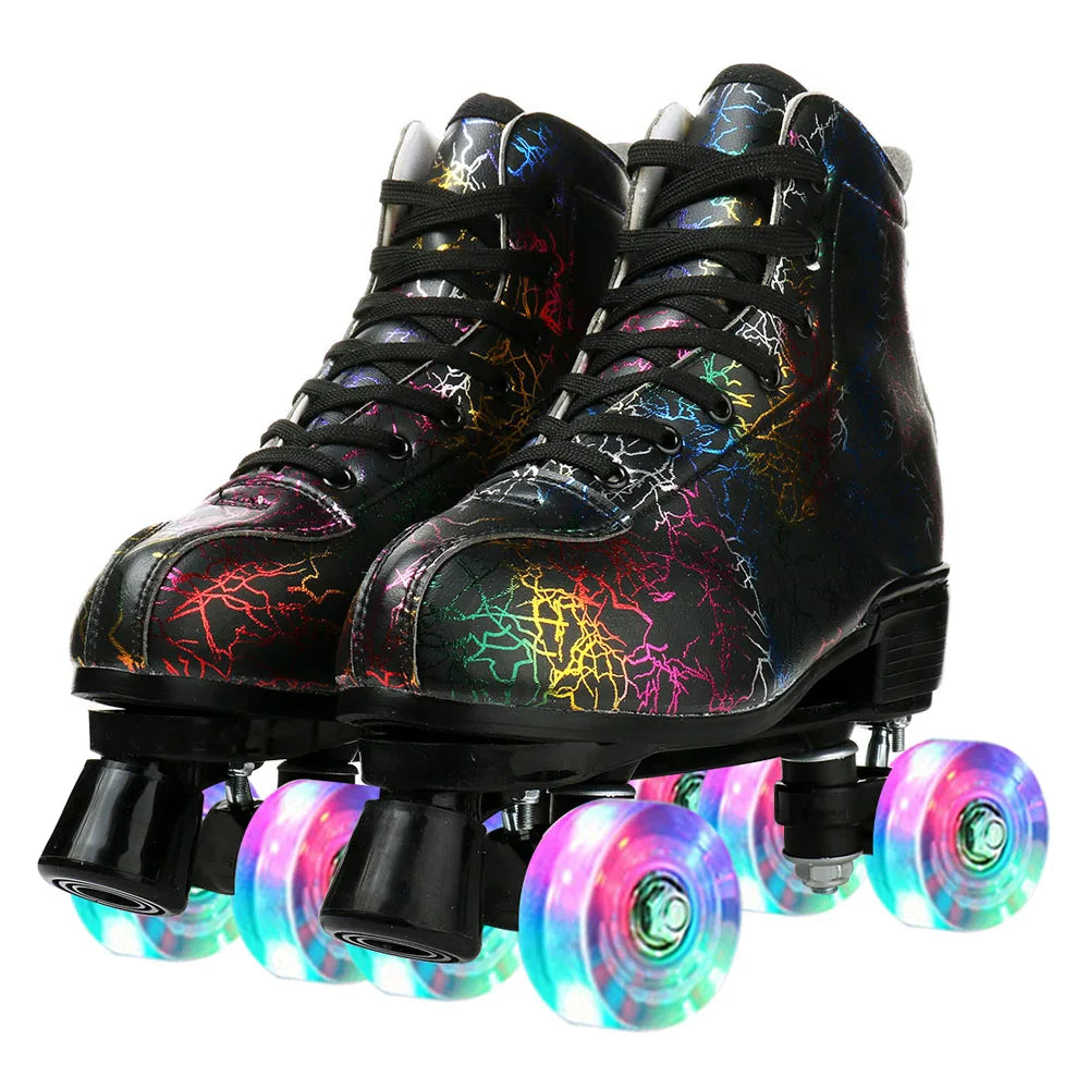 YYW Artificial Leather Roller Skates For Women With Light Up Wheels