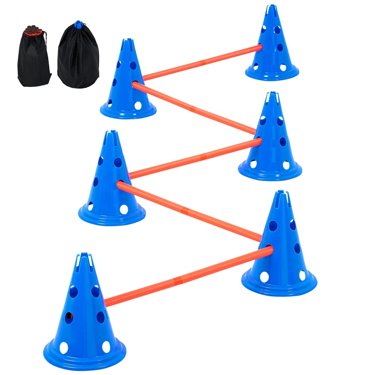 SucceBuy Dog Agility Hurdle Cone Set Height Adjustable Crossbar