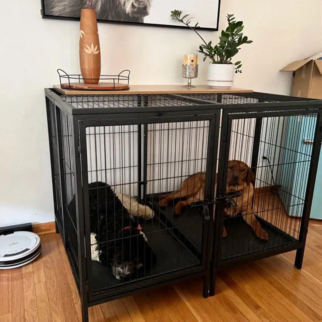 BINGOPAW Dog Cage Metal Crate Playpen With Double Door