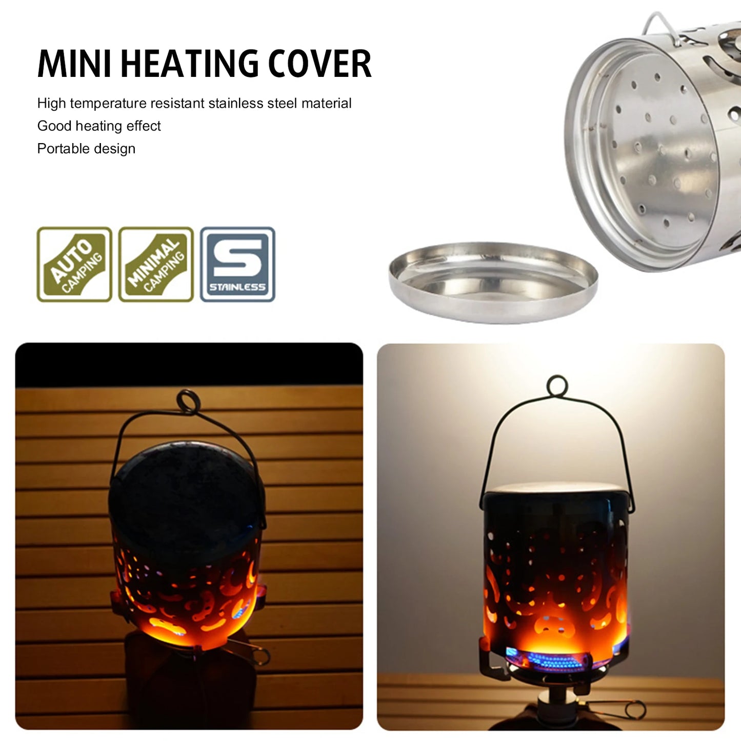 MOJOYCE Stainless Steel Camping Mini Heater for Outdoor Tent Heating