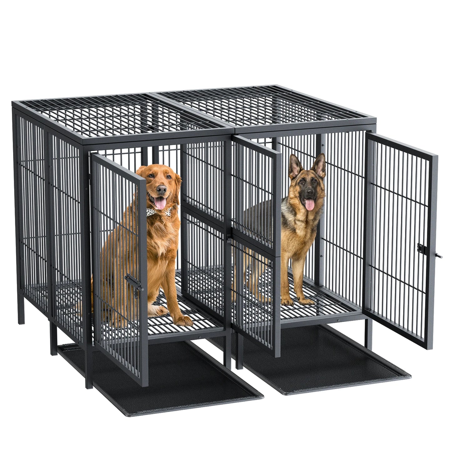 BINGOPAW Dog Cage Metal Crate Playpen With Double Door