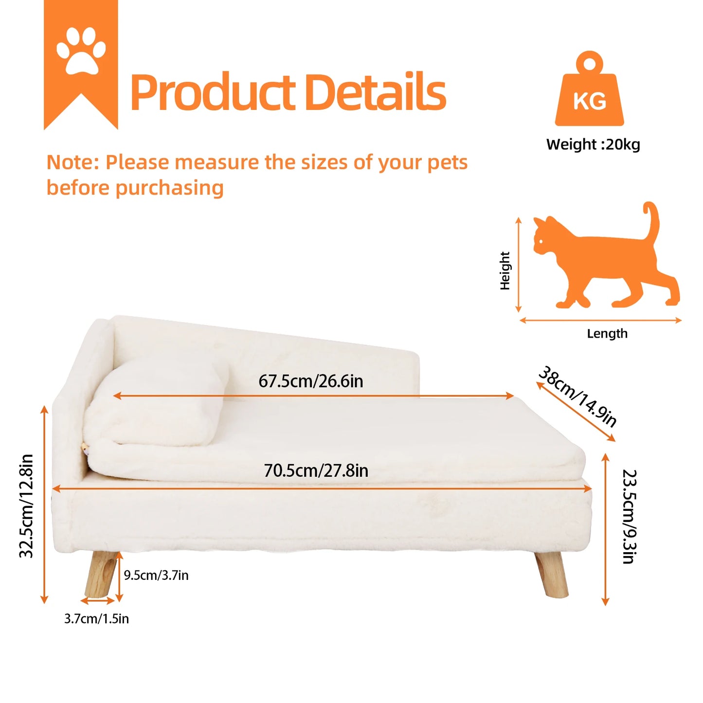 BINGOPAW Elevated Pet Bed With Cozy Pad Waterproof Nordic Sofa
