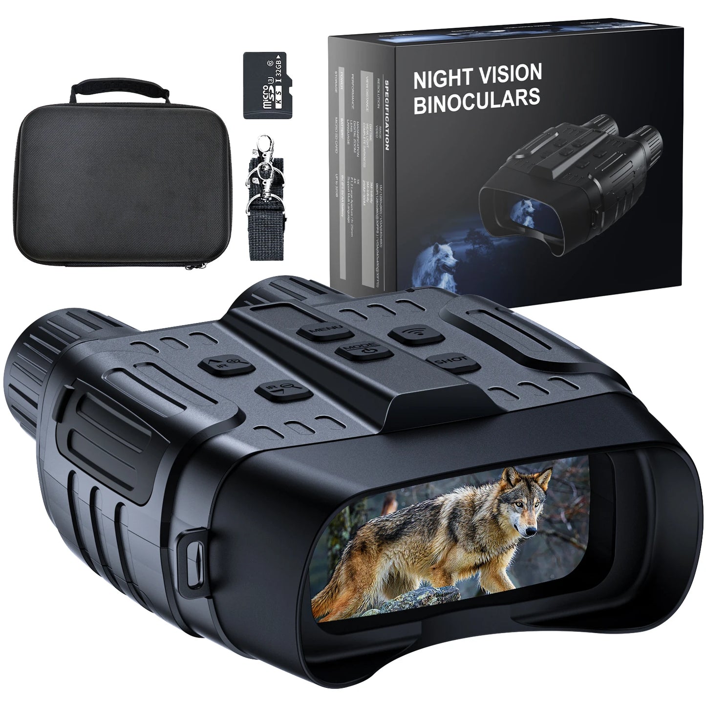 Ruaiok Night Vision Binoculars 4X Digital Zoom Infrared Goggles